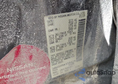 2019 Nissan Titan Sv из США, поврежденный, VIN 1N6AA1EK9KN518628